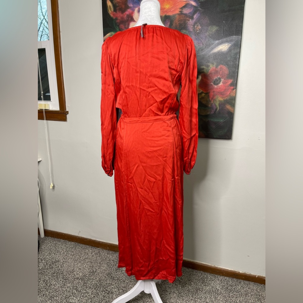 Raquel Allegra Red Silk Midi Dress Sz 2 US 8-10 Quiet Luxury Retail 495 - Picture 7 of 12